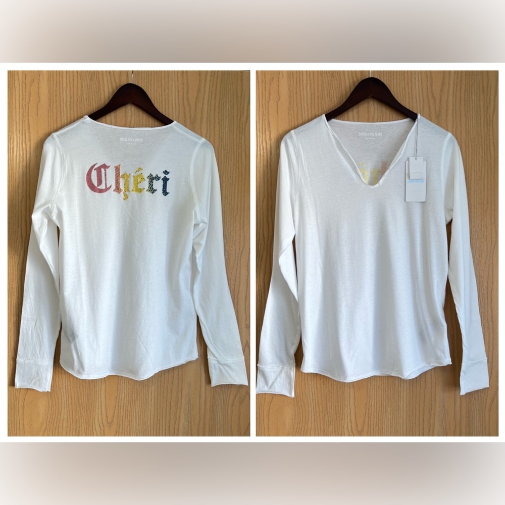 Zadig & Voltaire | SZ Medium White Tunisen Cherie Strauss Long Sleeve Shirt NWT
